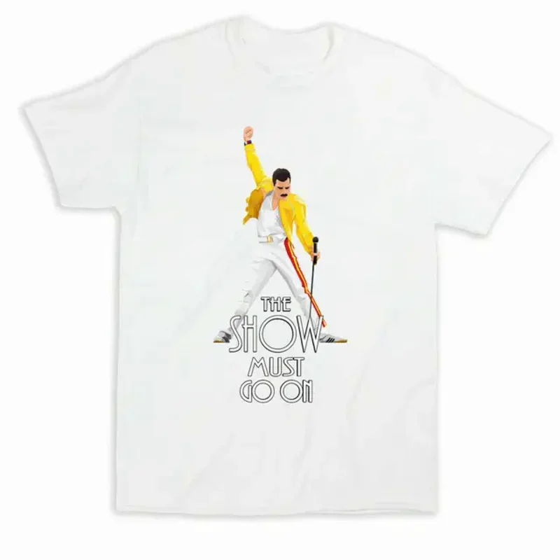 The Show Must Go on. Freddie Mercury Classic T-Shirt 100% Cotton O-Neck Summer Short Sleeve Casual Mens T-shirt Size S-3XL image 4