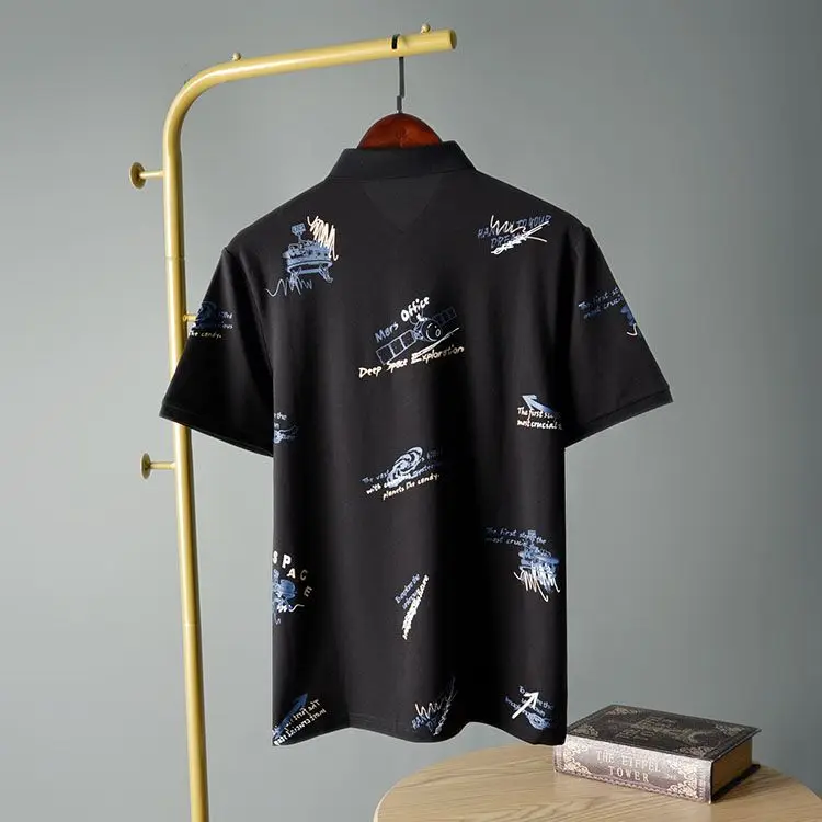 Summer Men's Short-sleeved Polo Shirt Fashion Print T