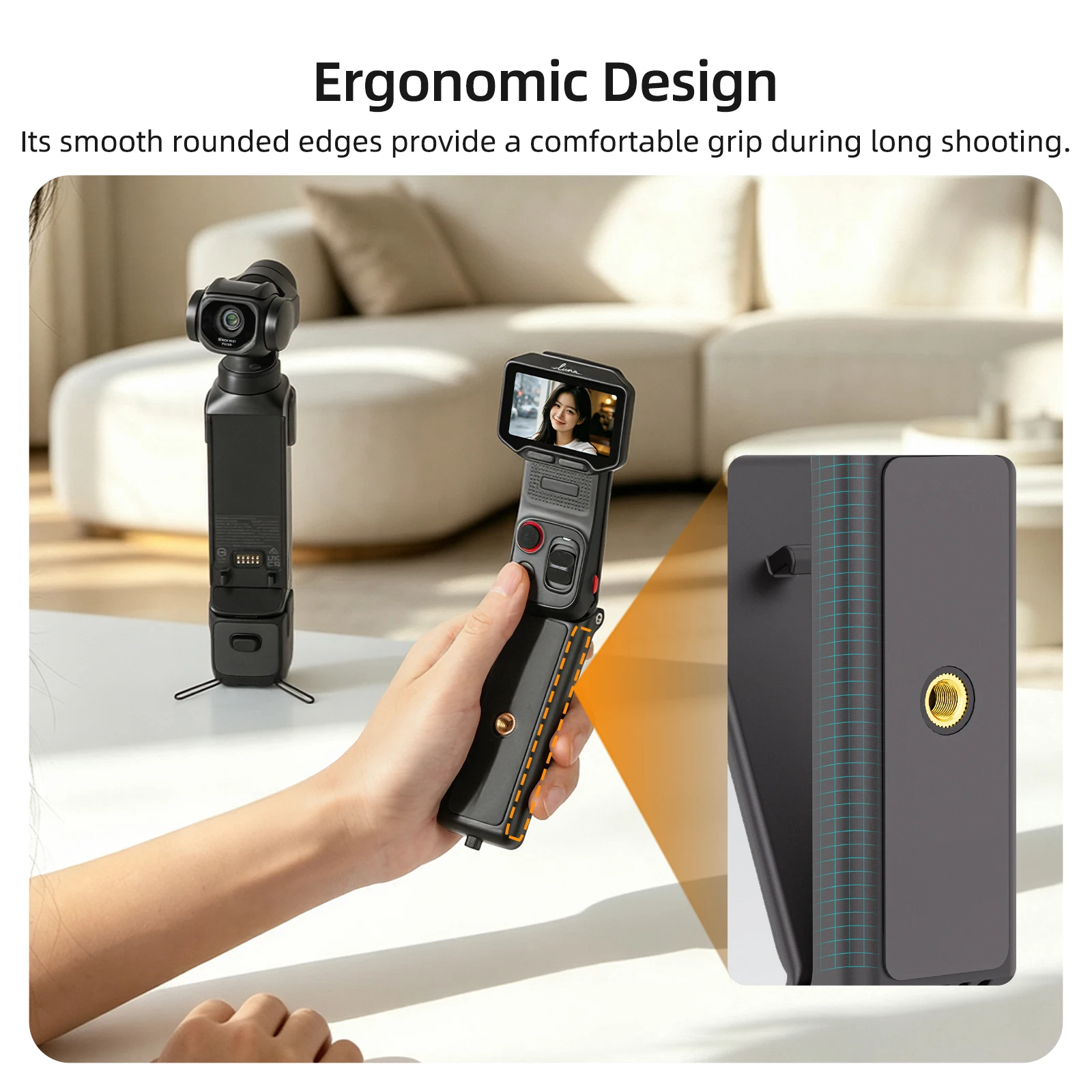 Sunnylife Handheld Expansion Bracket Separate Remote Screen Holder for Insta360 Luna Ultra Pro Camera Accessories