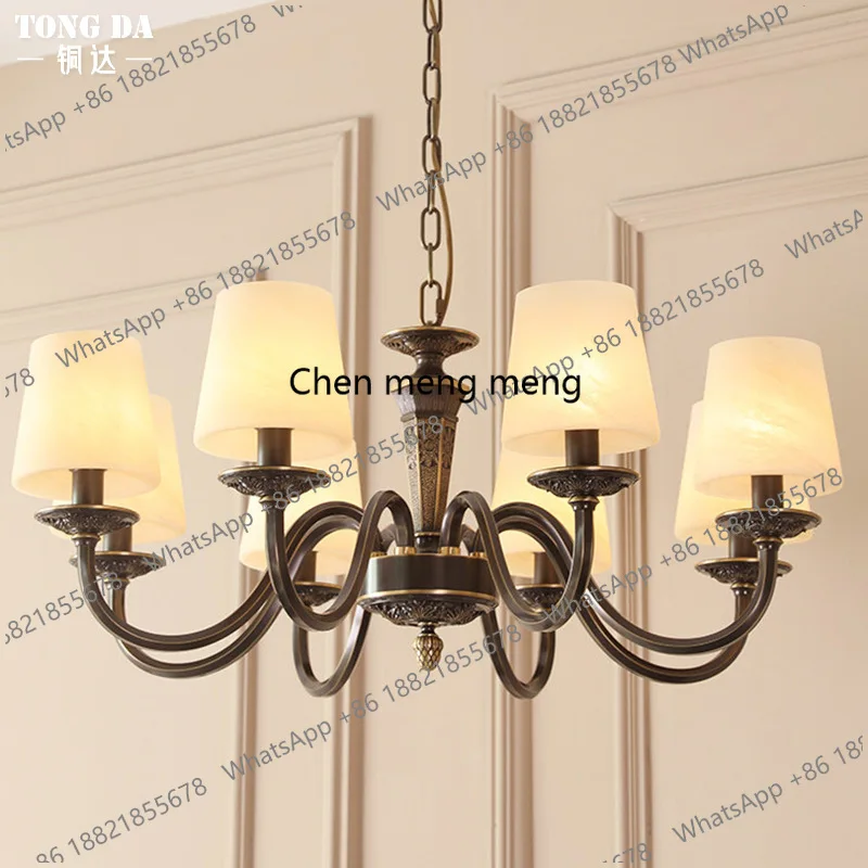 

American all-copper living room chandelier villa lamp simple atmosphere European bedroom chandelier retro