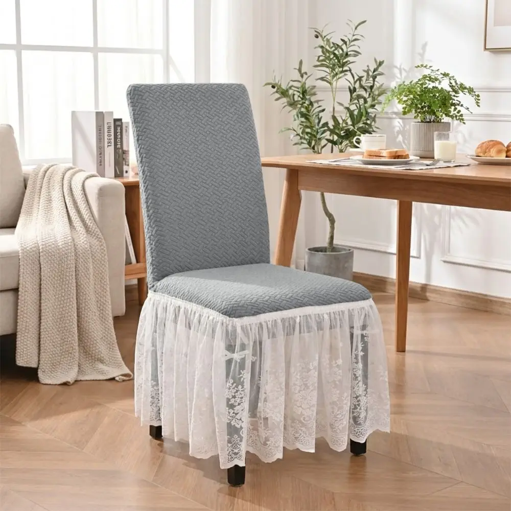 Thickened Chair Cover with Skirt Dust-Proof Stretchable Elastic Chair Cover Anti-Slip Pet-Resistant Dining Chair Cover