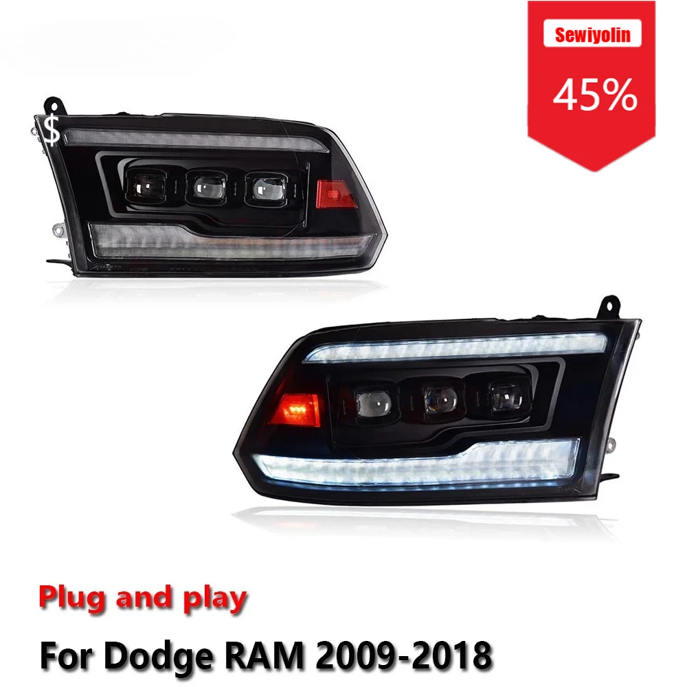 

Sewiyolin автомобильные светодиодные фары в сборе для Dodge RAM 2009-2018 противотуманные фары DRL тормозной указатель поворота Plug and Play