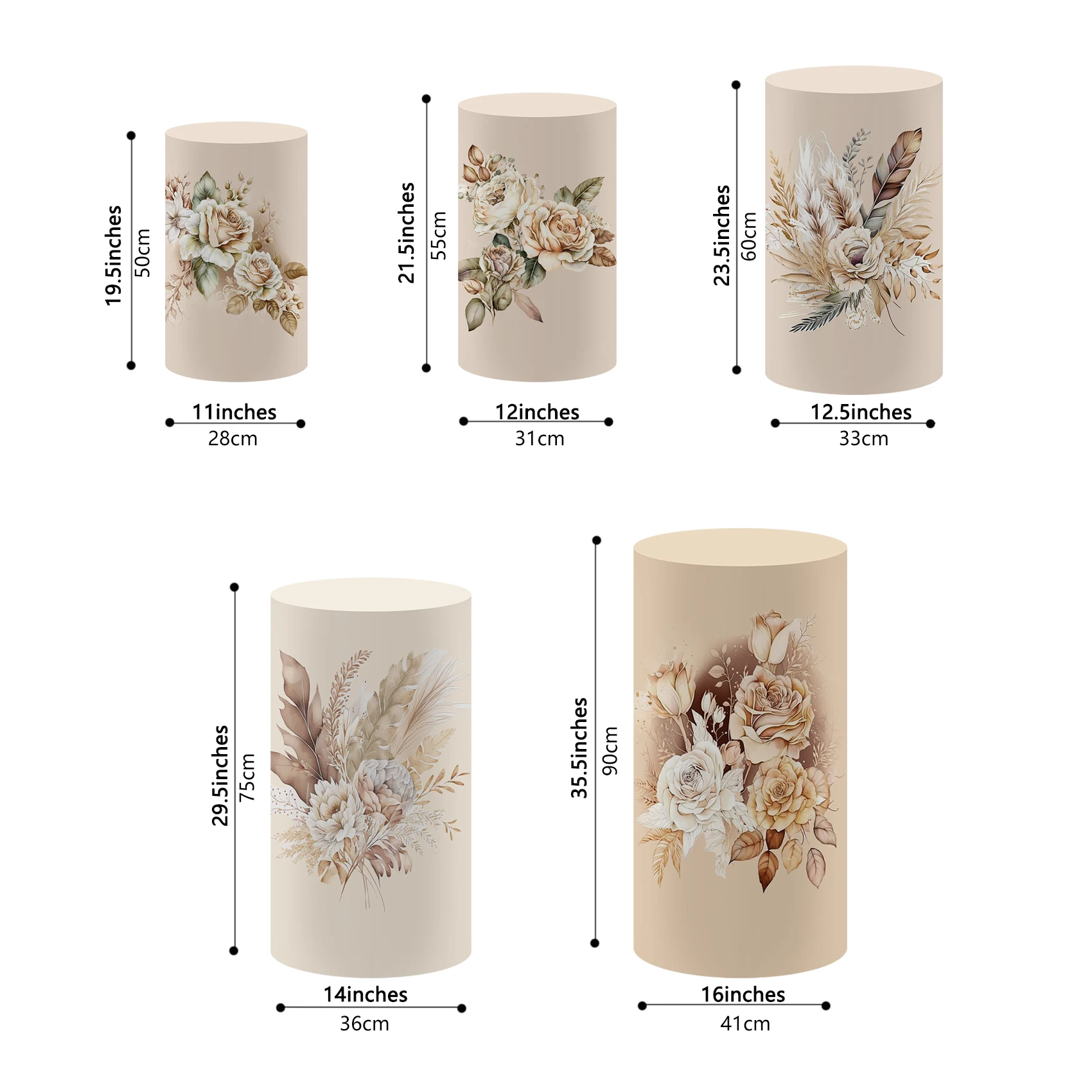 أغطية أعمدة سبانديكس بنمط زهور عتيق ، غطاء قاعدة أسطواني لحفل الزفاف وعيد الميلاد ، مستلزمات ديكور مفرش المائدة