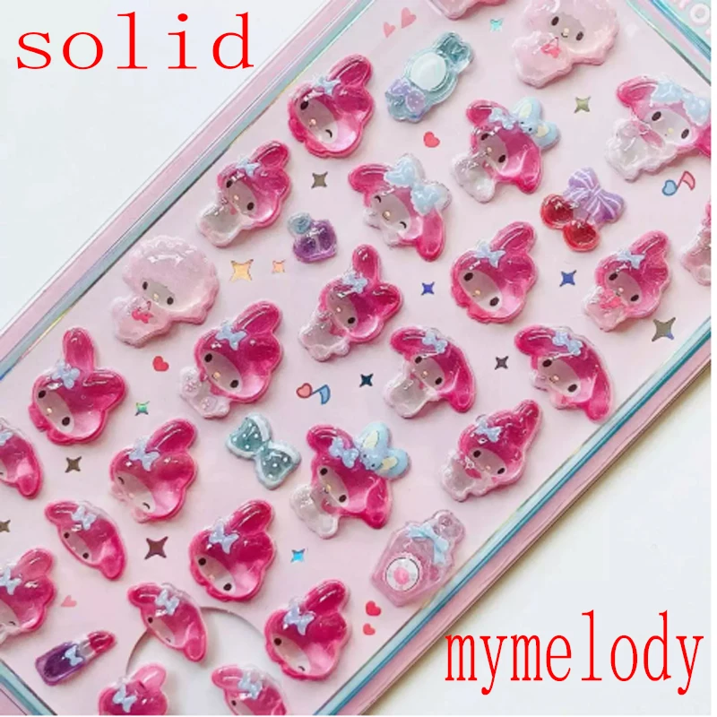 Stile Anime Sanrio Kuromi Hellokitty Hangyodon Cinnamoroll 3D Adesivo gelatina trasparente Adesivi decorativi in cristallo Custodie giocattolo fai da te