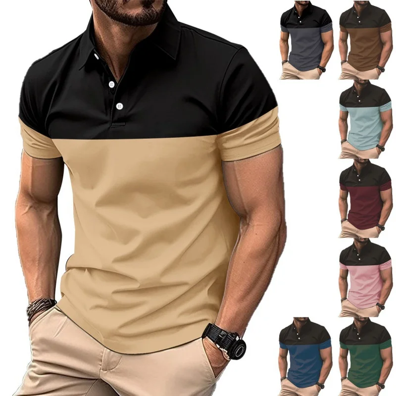 GZMS-Men's Colorblock All-Match Top, Business Shirt, Casual Fashion, New