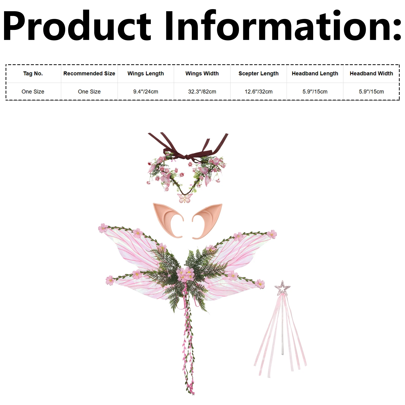 Fairy Wings Iridescent Fairy Costume Set for Girls Women Angel Butterfly Garland Elf Ears And Wings for Themed Party Cosplay