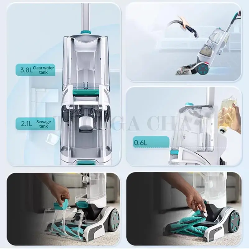 50℃ Floor Scrubber Dryer Machine For Carpet Fabric Sweeping 99% Mite Removal 16KPa For Hotel Cleaning  Scrubbing Home Appliance