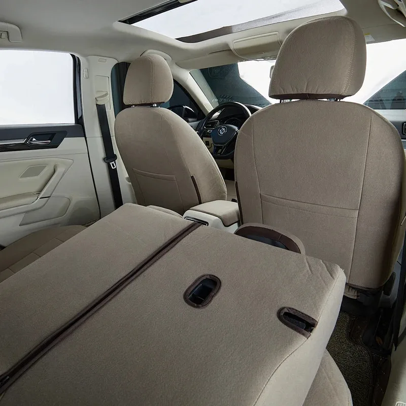 Custom Luxury beige leather Waterproof Universal 5pcs car seat covers for Lamando