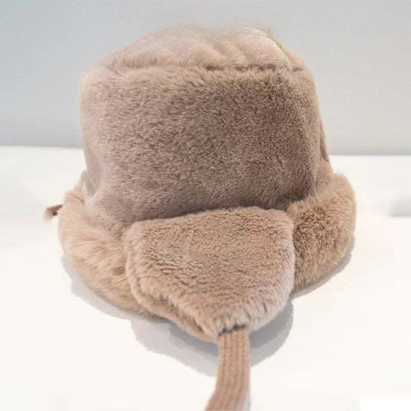 Herren- und Damen-Herbst- und Winter-Gehörschutz mit großem Gesicht, Fischerhüte, dicke Beckenhüte, winddicht, warm und bequem – Detail 2