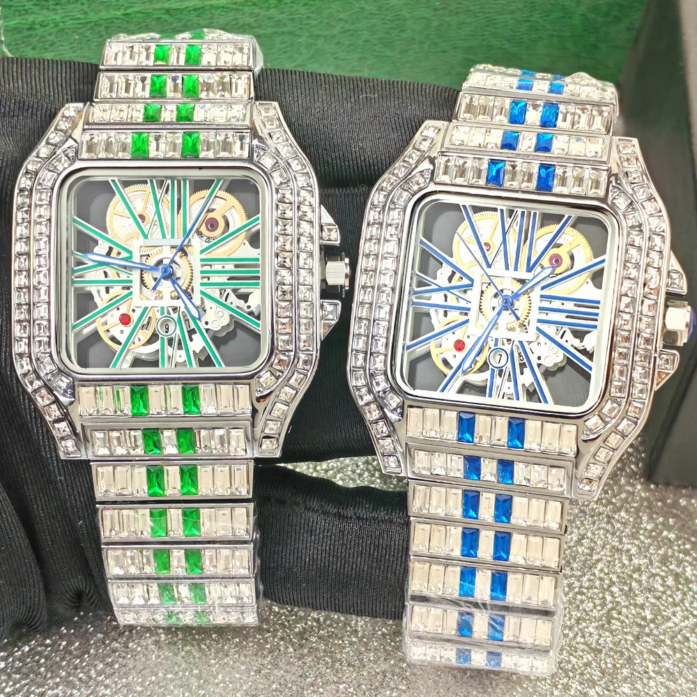 Fashion Hip Hop Jewelry Reloj Dropshipping Luxurious Full Diamond Quarz Watch for Men Popular Skeleton Design Iced Out Watches