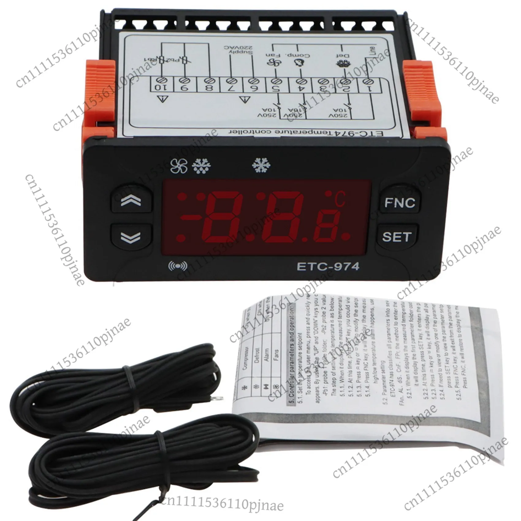 A43I ETC-974 Digital Temperature Controller Microcomputer Thermostats Thermostat Refrigeration Alarm 220V NTC Sensor