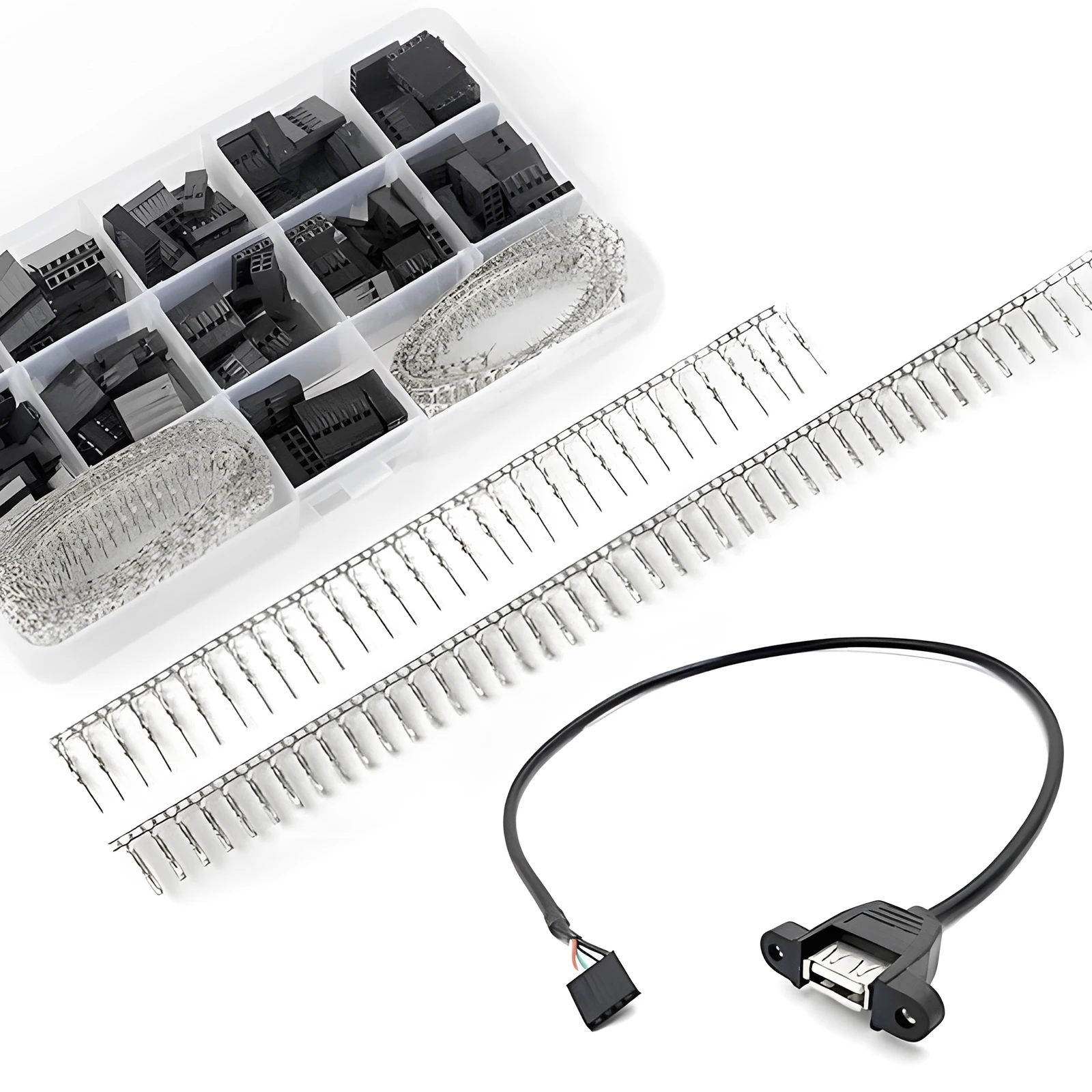 620Pcs Dupont Connector 2.54mm Kit, Pin 2.54mm Pitch Row Cable Jumper Wire Header Housing, Male Female Crimp Pins Terminal Kit