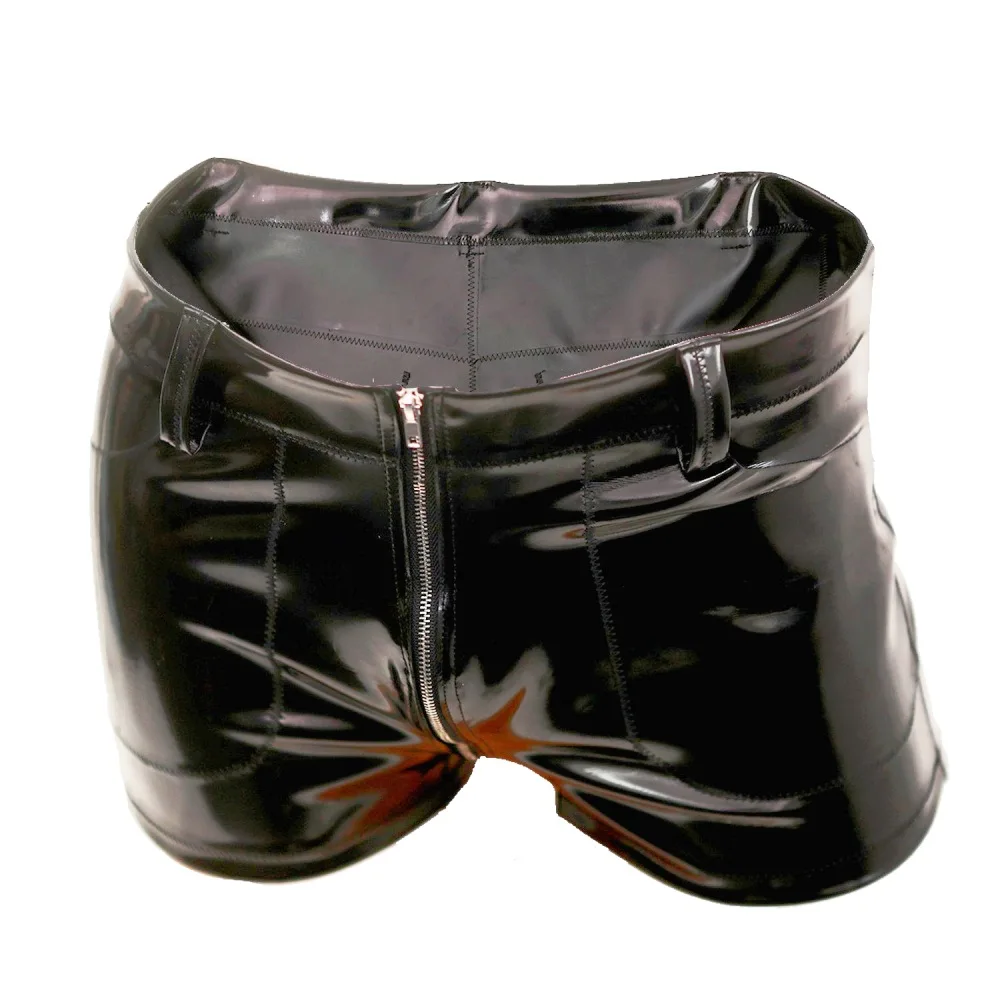 

Двусторонние плавки из искусственной кожи S-4XL с выпуклым ПВХ-мешочком, корректирующие боксеры-трусы, глянцевые лакированные трусы