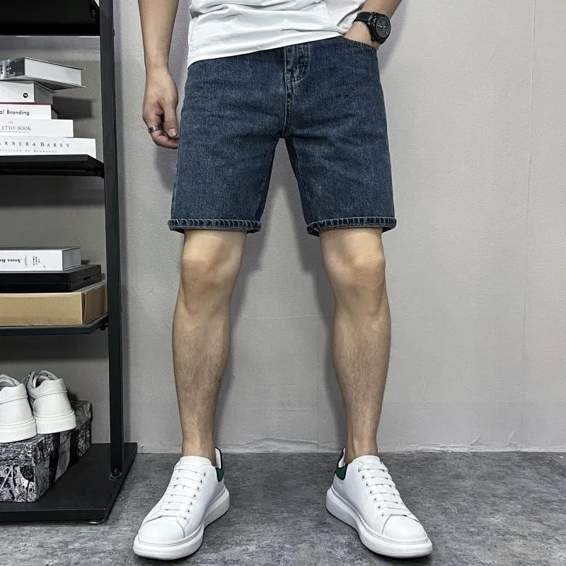 

Slim With Pockets Male Denim Shorts Long Half Bermuda Skinny Men's Short Jeans Pants Cowboy Sale Distressed Thin Xl Original Emo