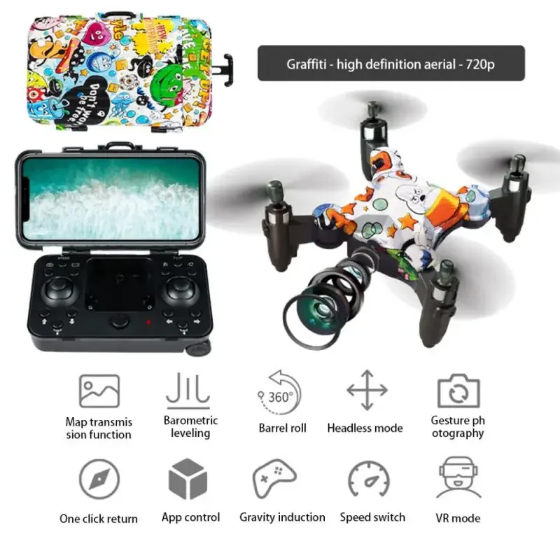 Mini dron HD Wifi FPV kształt bagażu dron zdalnie sterowany z aparatem składane zabawki Quadcopter Return jednym kliknięciem