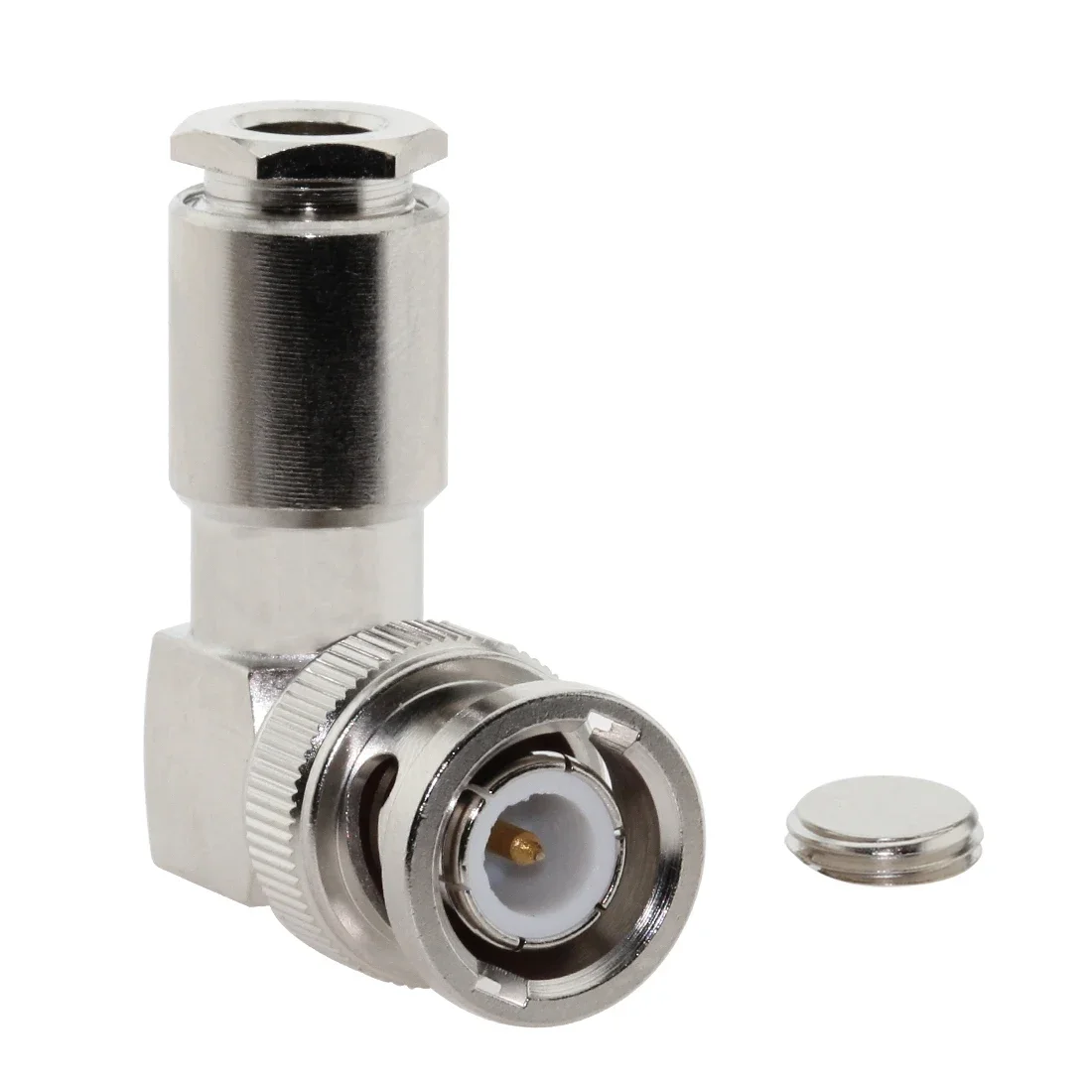 BNC Male Plug RF Coax Connector Right Angle Clamp For RG58 RG142 RG400 LMR195 Cable Q9 90-Degree Wholesale