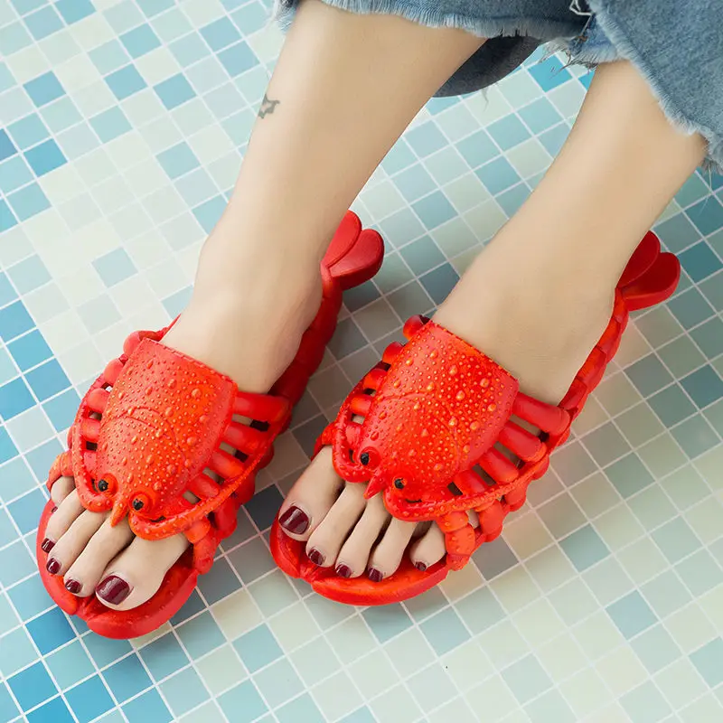 2024 New Summer Lobster Slippers Ladies Men Flip Flops Outdoor Beach Indoor Casual Shoes Unisex Soft Beach Slippers