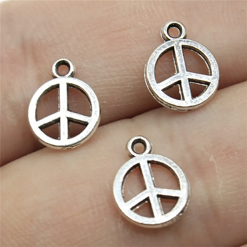 5Pcs Retro Silver Color 15*13MM Hollow Peace Pendant Charm for Necklace Earring Bracelet Making DIY Jewelry Accessory Finding
