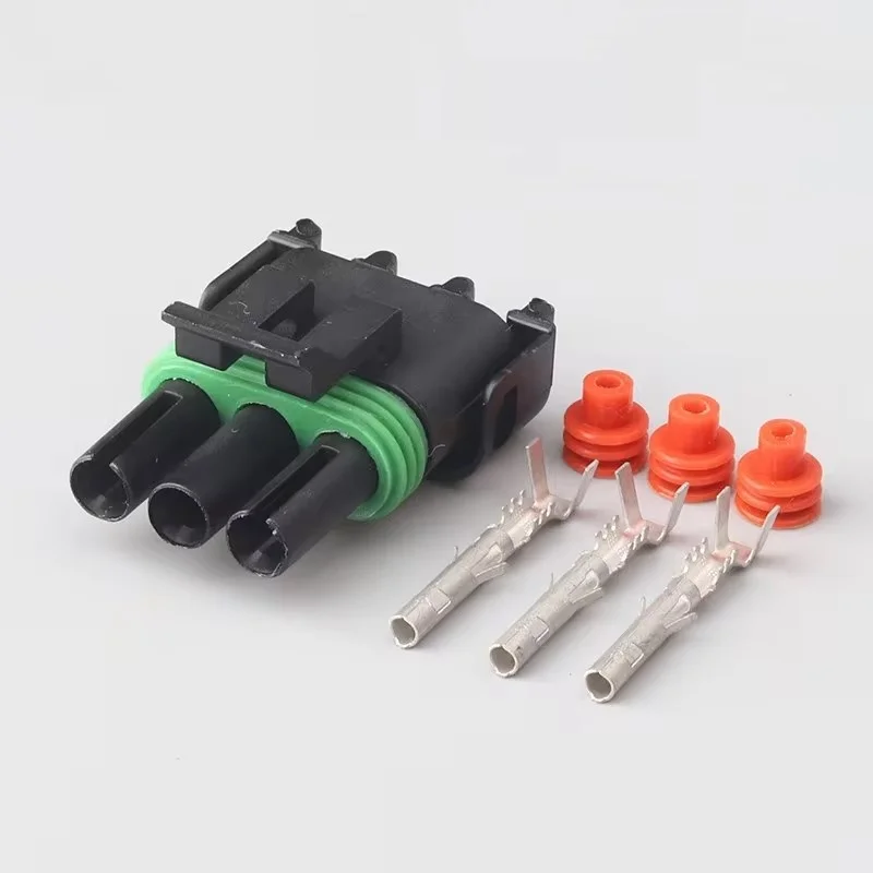 1-20sets kit 12020827 12020829 Weather Pack 3 Pin way male female Waterproof injector automotive connector