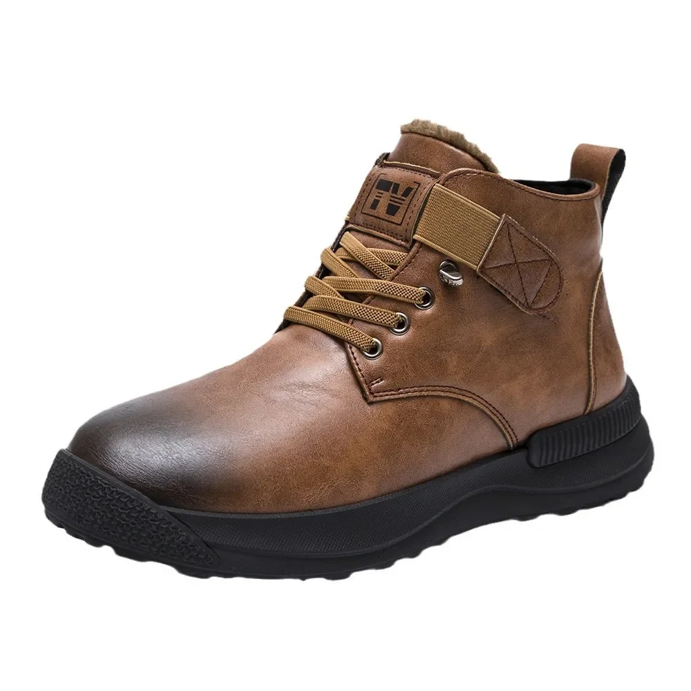 Inverno uomo High-top Plus velluto imbottito scarpe di cotone caldo utensili retrò stivali con suola morbida stivali di cotone imbottiti scarpe da uomo all'aperto