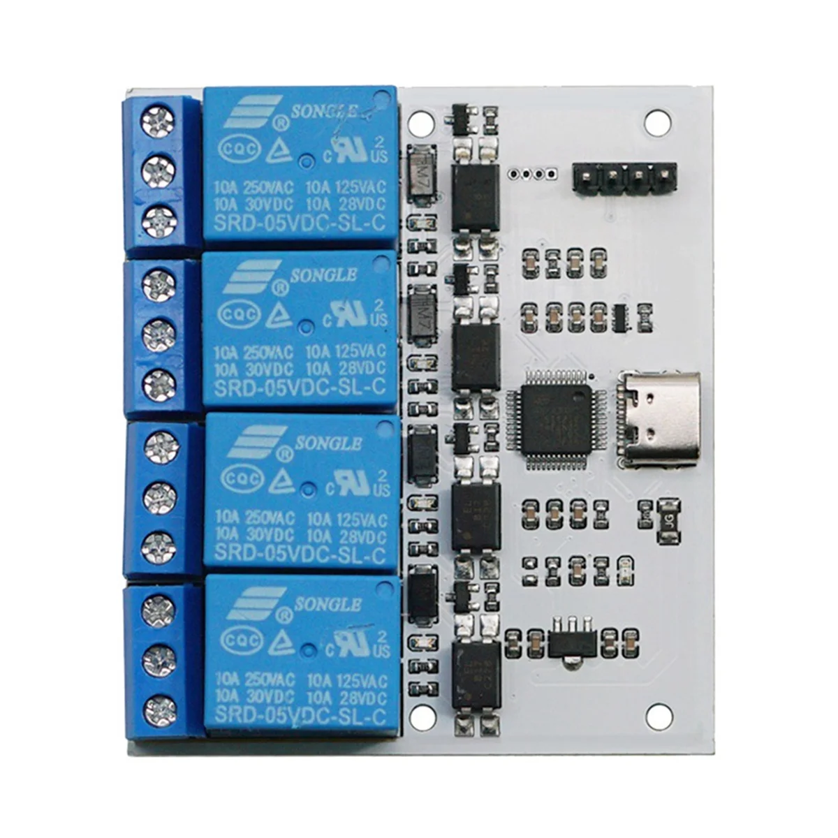 Relay Module 4 Channel USB to CH340 Serial Control Relay Module Optocoupler Protection TYPE-C Interface Module DSTUR-T40