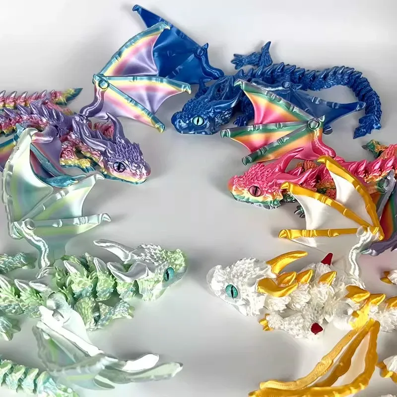 22-30 CM 3D Stampato Occhi Simulati Drago Volante Ornamenti Per Bambini Le Giunti Possono Spostare Drago Rockery Acquario Decorazione Paesaggistica