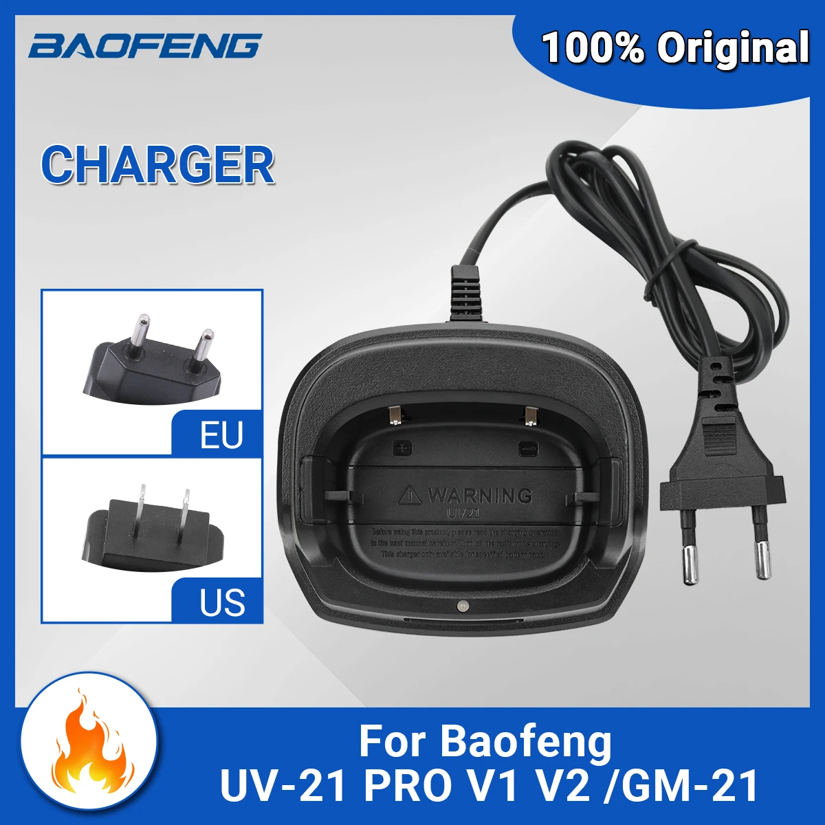 Baofeng UV-21 PRO US/EU Charger Desktop Base Walkie Talkie UV21 Pro GM21 Two Way Radio Accessories