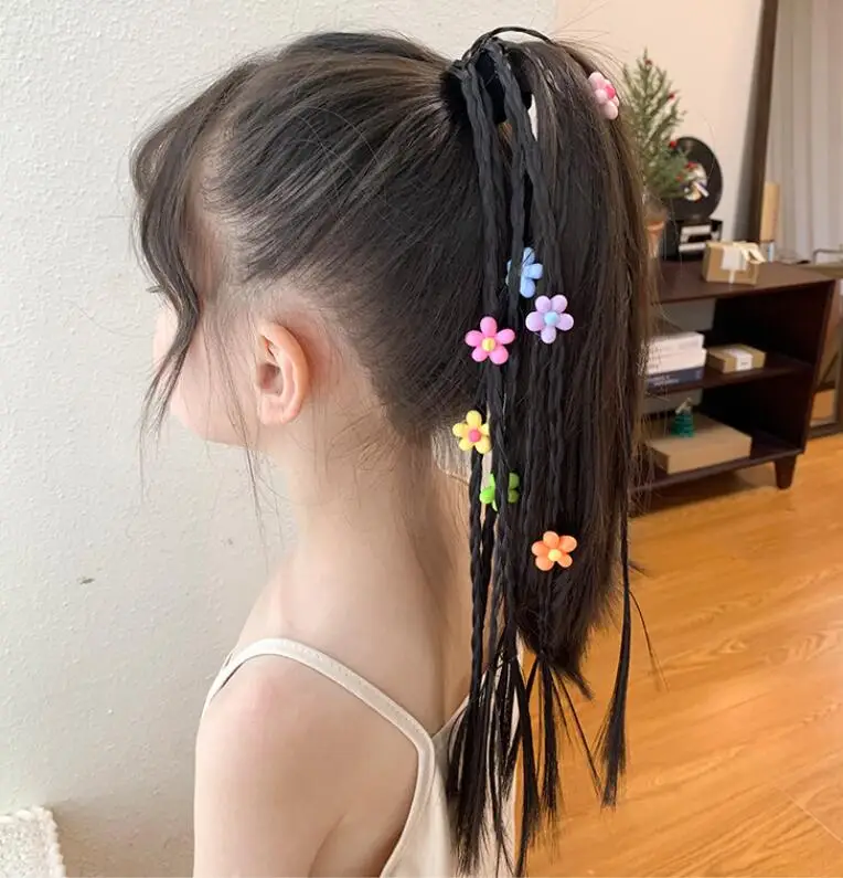 Children Rubber Bands Wig Braids Colorful Kids Elastics Braided Hair Rope Girls Cute Twist Braiding Rope Hair Accessories Tools