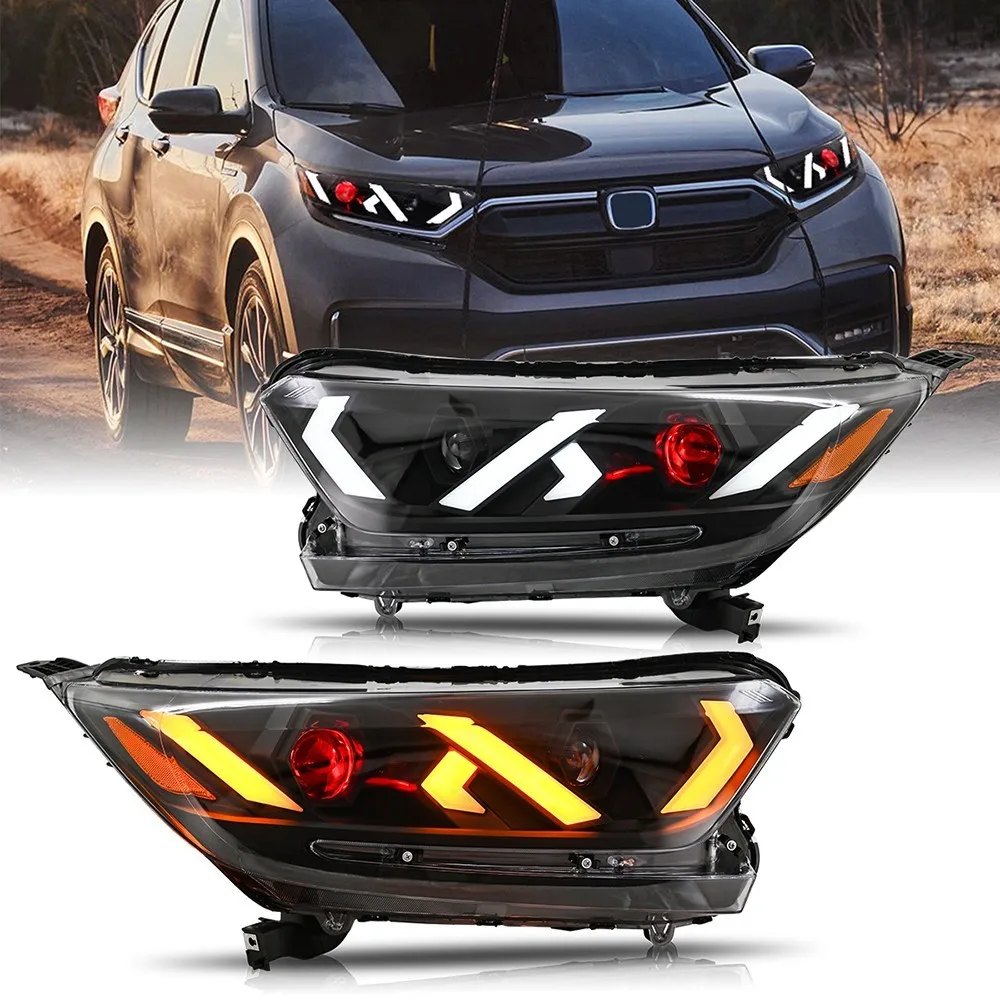 

2* LED Headlights Assembly For Honda CRV 2017-2021 Demon Eyes 4 Lens Head Lamp Sequential