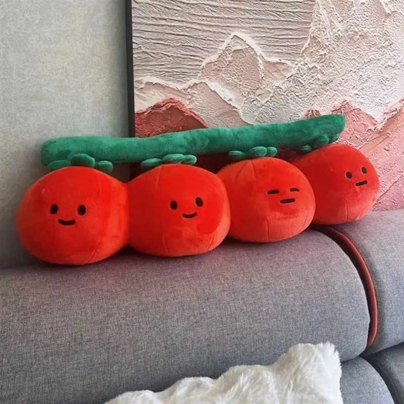 Tomato Pillow Soft Plush Toys Cute Four Connected Branches Tomato Hug Pillow Sofa Bed Lumbar Cushion Suitable For Home Decor
