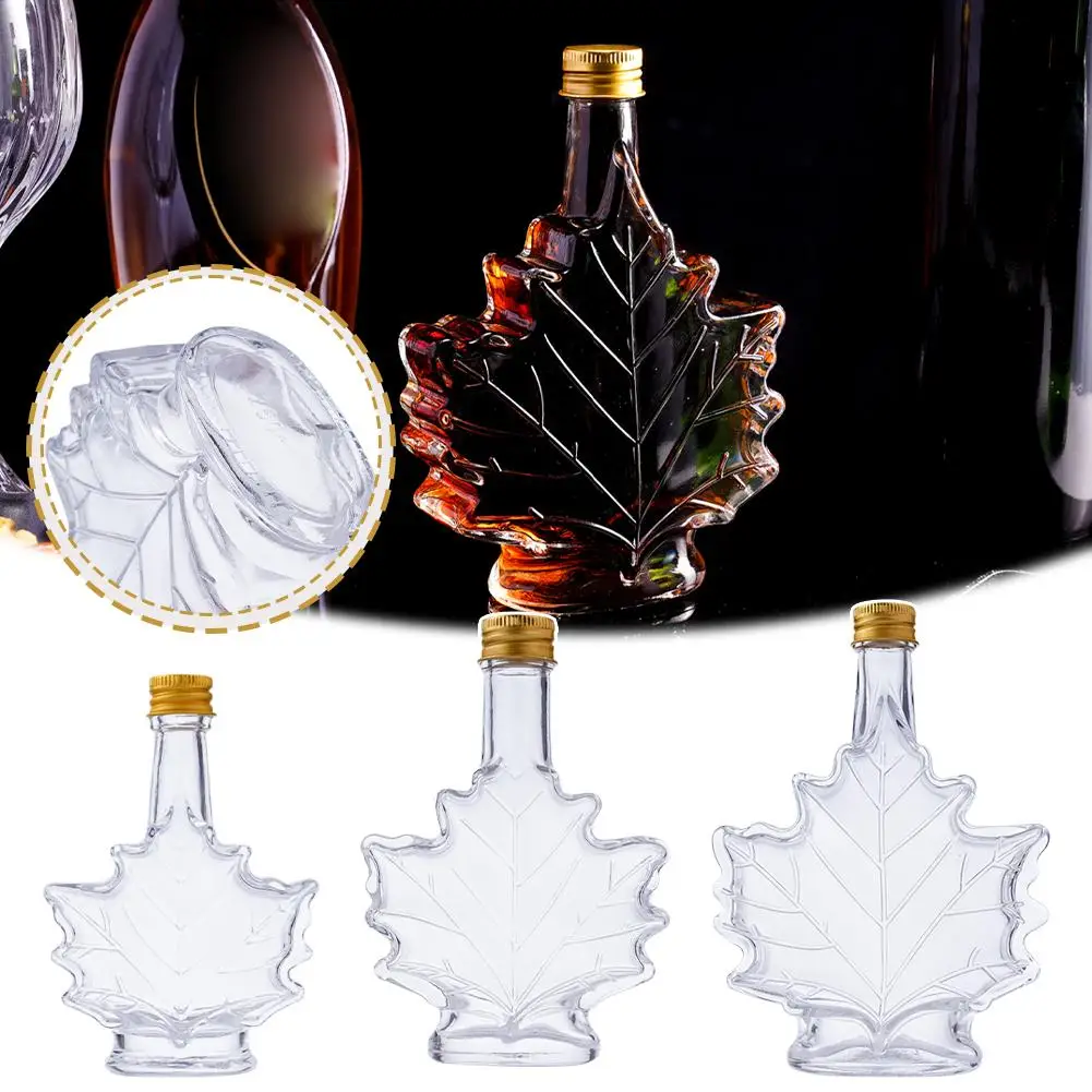 1 Uds 50ml 100ml 250ml Mini forma de hoja de arce whisky Alcohol enlatado pequeña jarabe de vino botellas de vidrio con cubierta para licor Scotch