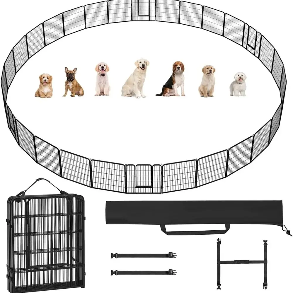 

Портативный 32-панельный манеж для домашних животных для использования на открытом воздухе — идеально подходит для собак, кошек и средних и больших животных с сумкой для хранения для кемпинга,