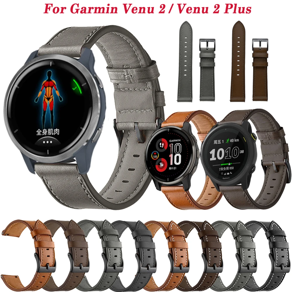 20 22mm Smart Watch Strap For Garmin Venu 2 Vivoactive 3/4 Band Leather Bracelet For Venu 2 Plus 55 158 255 SQ 2 Wristband Strap