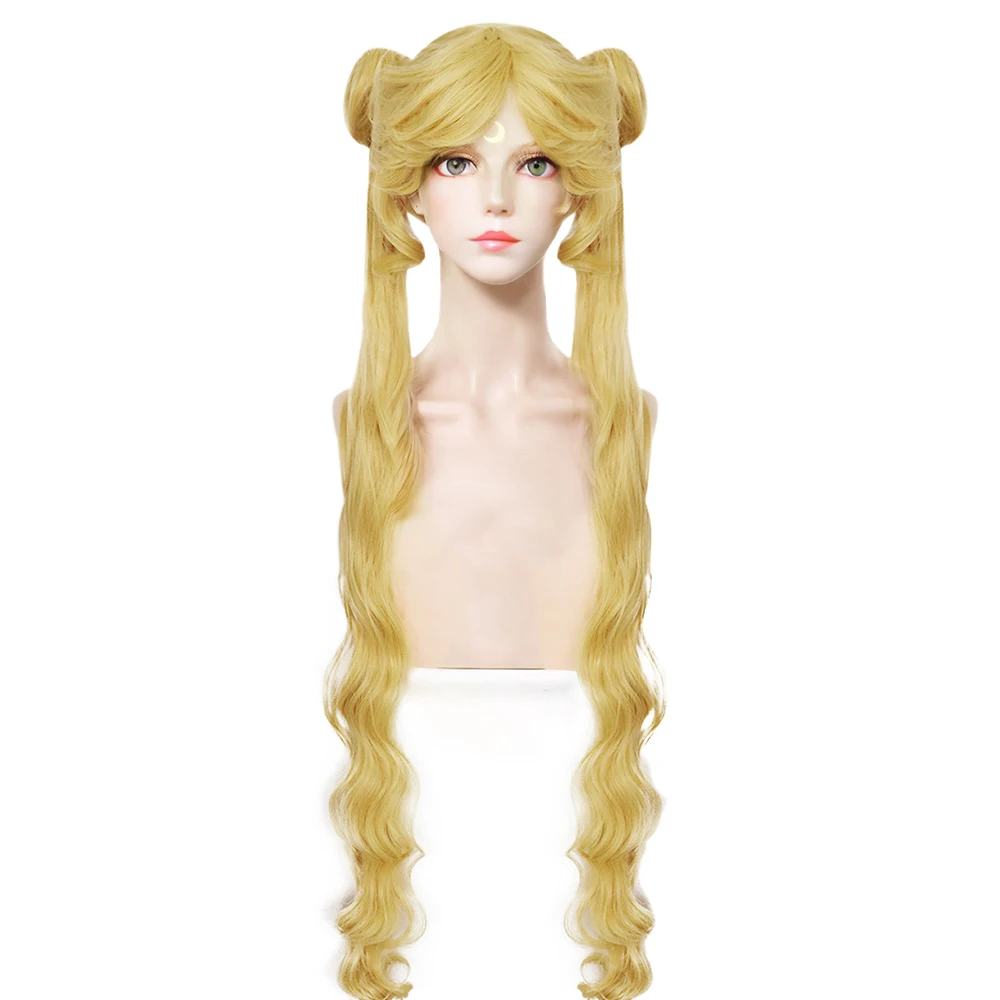 

High-Quality Anime Sailor Moon Water Ice Moon Cosplay Synthetic Hair 38-Inch Halloween Carnival-Themed Party Usagi Tsukino Wig