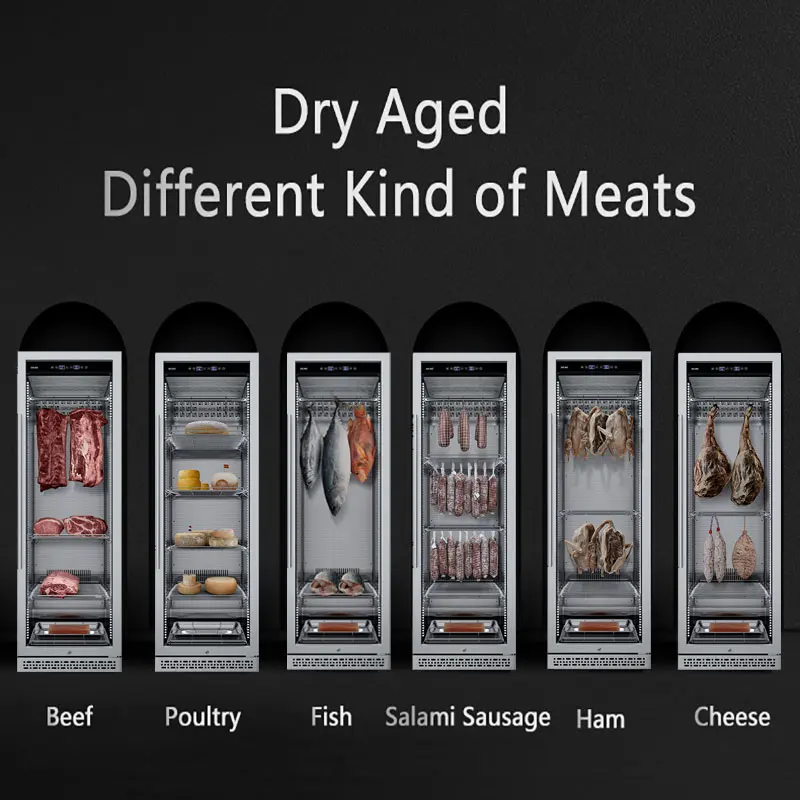 Enfriador de carne envejecido de polvo seco, refrigerador de carne, vitrina de exhibición de polvo seco de exhibición de refrigerador