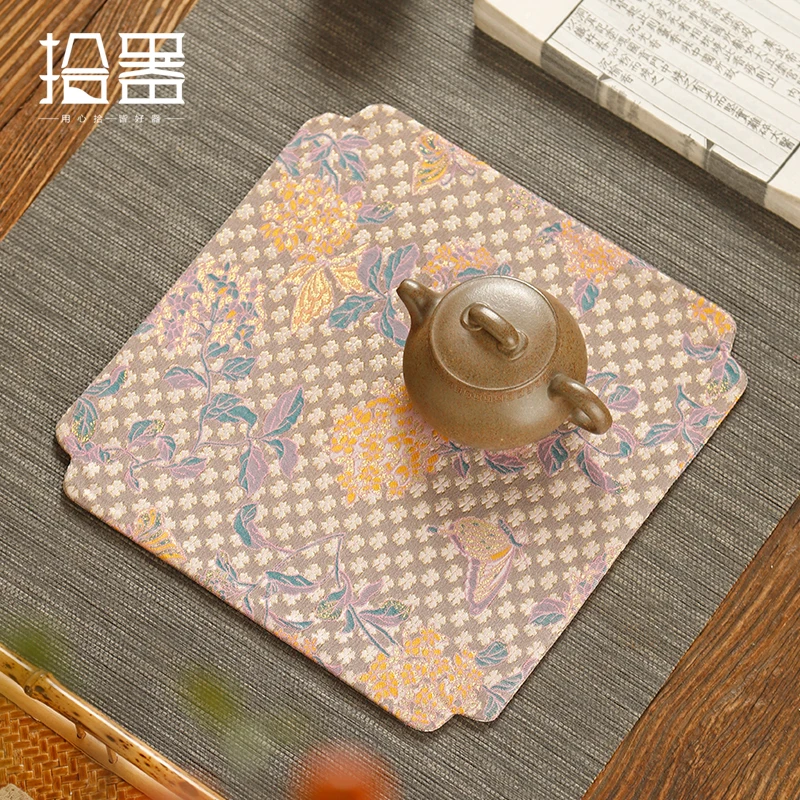 New Chinese-style brocade dry-brewed tea mat, anti-scald and heat-insulating mat, fabric teapot stand, cup mat, tablecloth, Zen