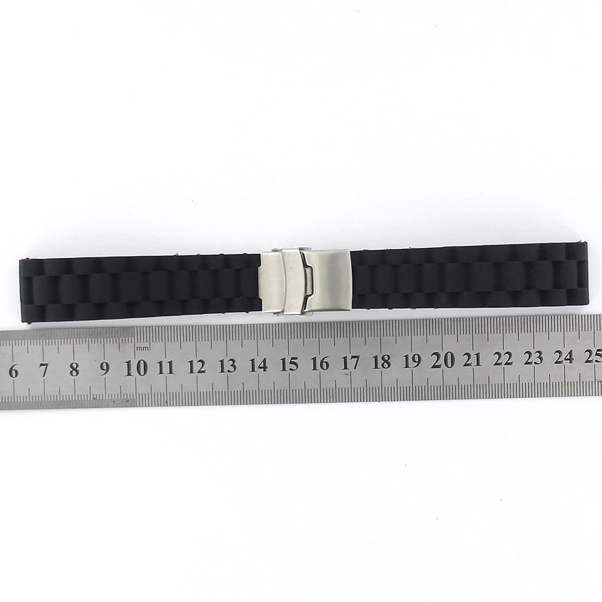 

20mm Silicone Watch Band Waterproof for Sports Diver Watches Quick Release Stainless Steel Clasp Adjustable Length