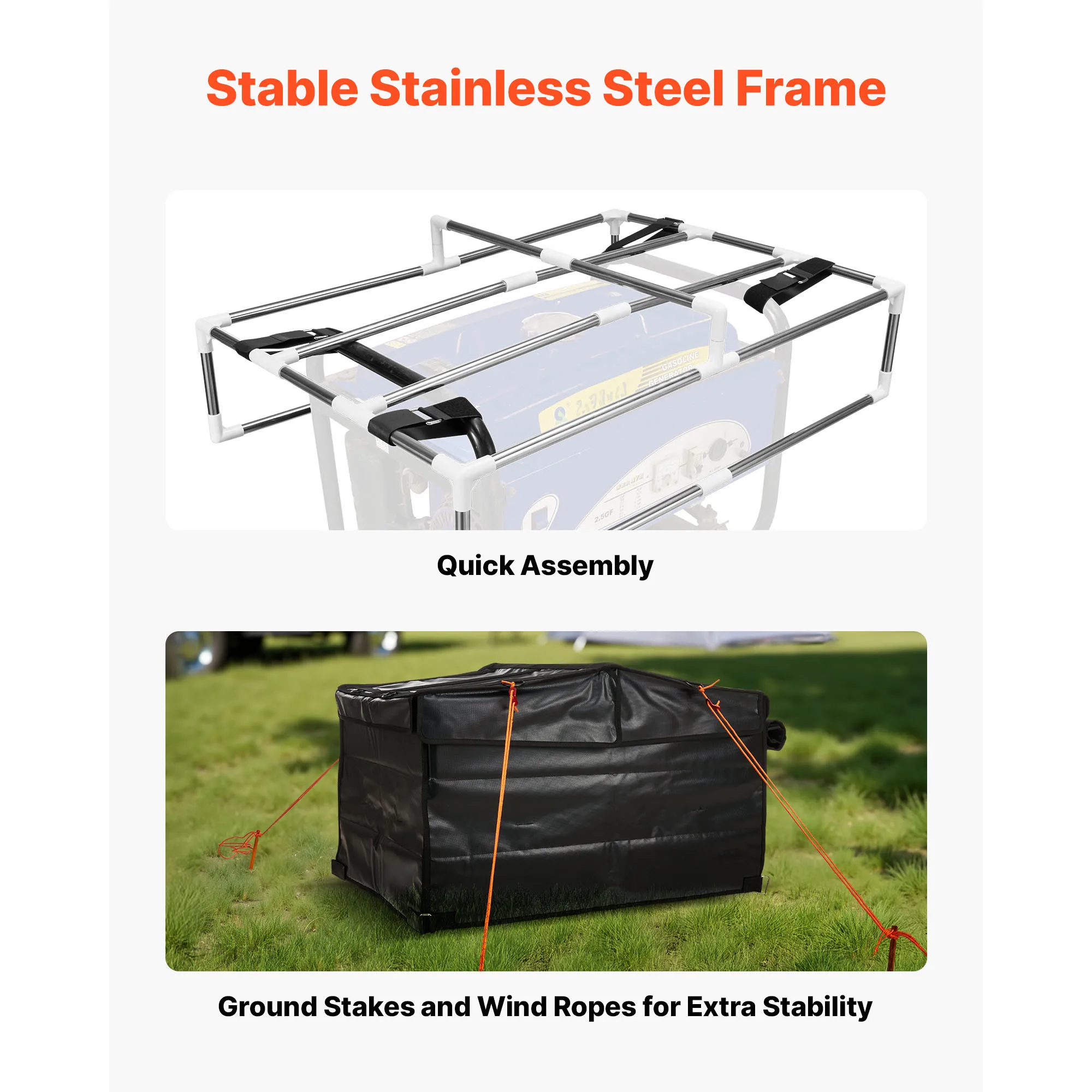 غطاء المولد SucceBuy 34x24x21In غطاء المولد العالمي المقاوم للماء لمعظم المولدات 3500-12000 واط مع قماش أكسفورد 420D