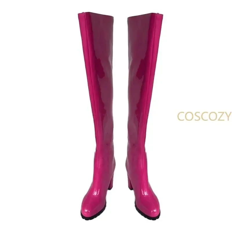 Bottes en cuir PU rose pour femmes, chaussures de cosplay roses Ai Hosh37, Okr No Ko