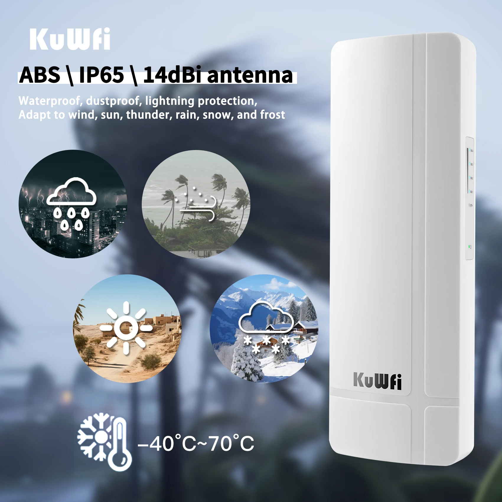 Imagem -02 - Kuwfi-roteador Wifi ao ar Livre sem Fio Extensor para Câmeras Ponte de Cobertura Wifi Longo Alcance Ponto a Ponto 900mbps 5.8g 3km