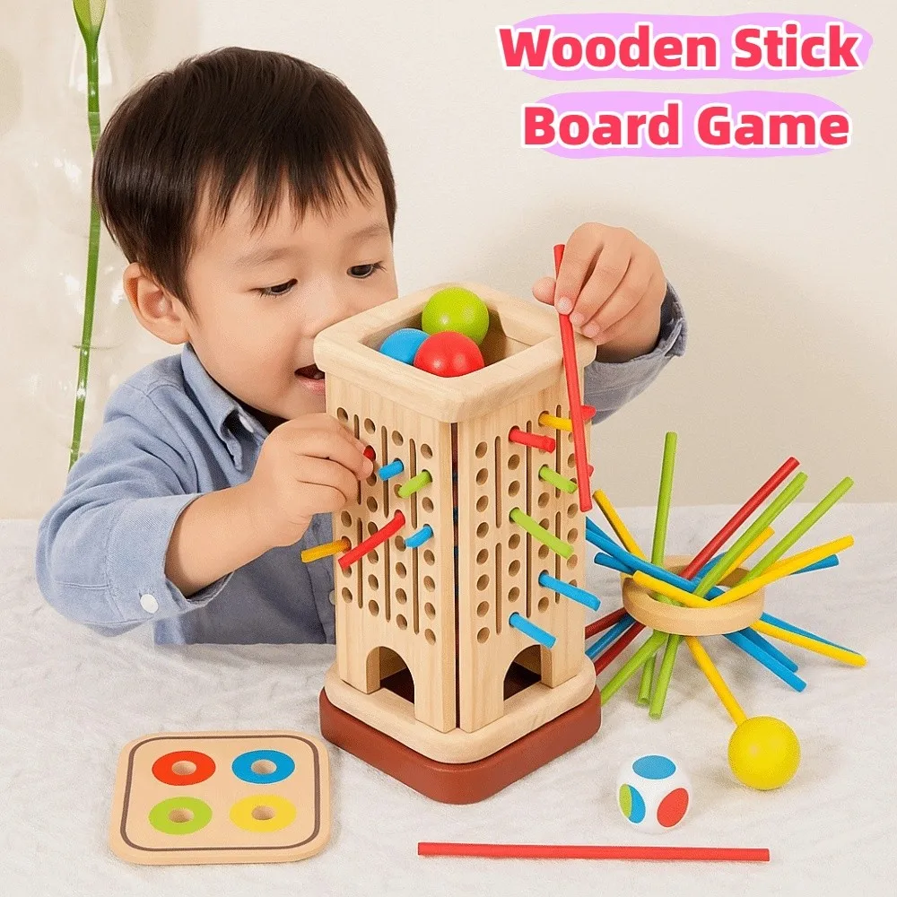 Leuk houten stokbordspel Houten materiaal Kleurrijke stokken Montessori Bal Dropping Game Denktraining Fijne motoriek