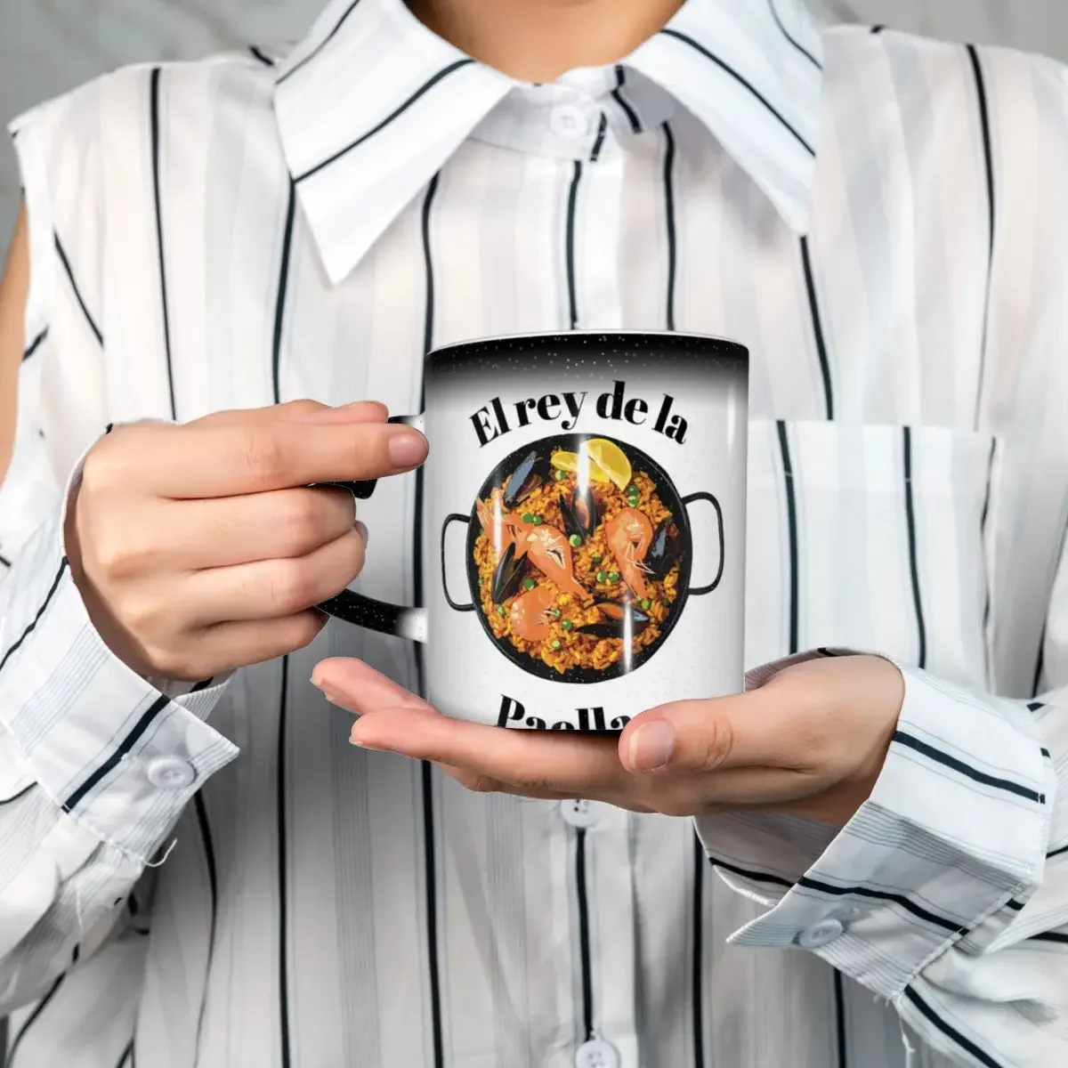 Taza de Cerámica Divertida con Diseño de El Rey De La Paella, para Café, Té, Leche, Regalos para Hombre y Mujer