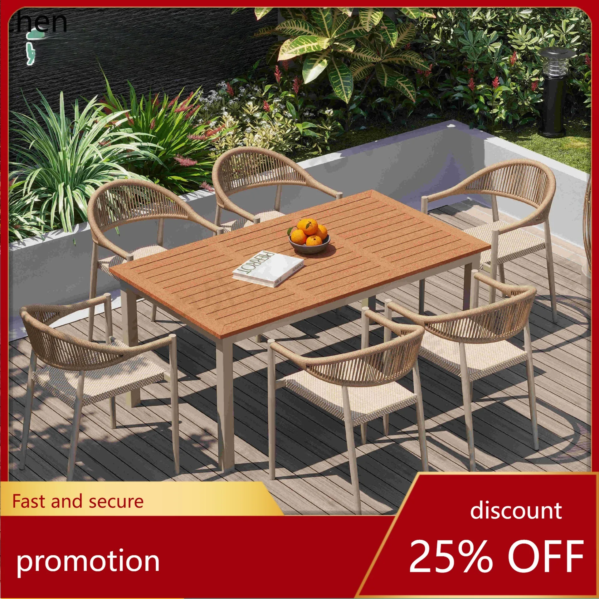 ZML Outdoor Table and Chair Set for Courtyard, Waterproof and Sunproof Garden Outdoor Table and Chair Combination