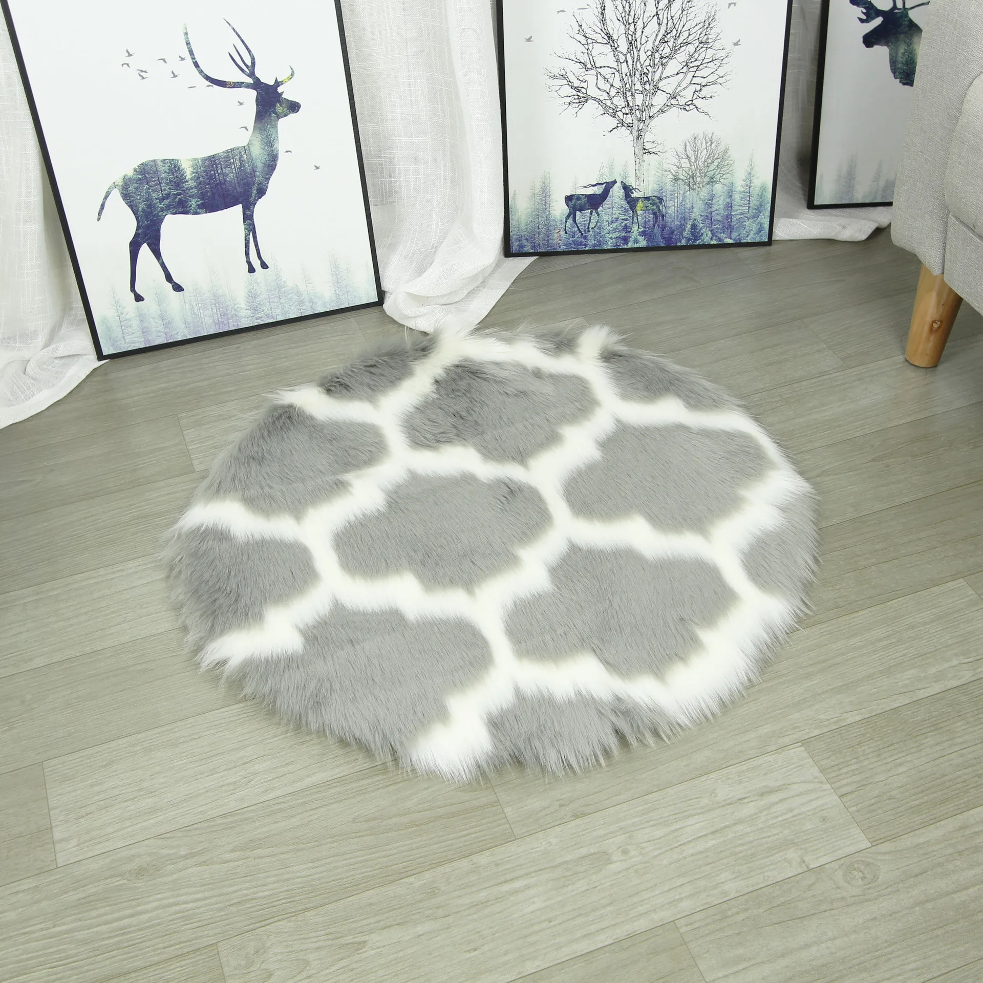 Geometric Pattern Shaggy Carpets for Kids Room, Living Room, Bedside Rugs, Faux Fur, Fluffy Plush Mats, Home Decor, New