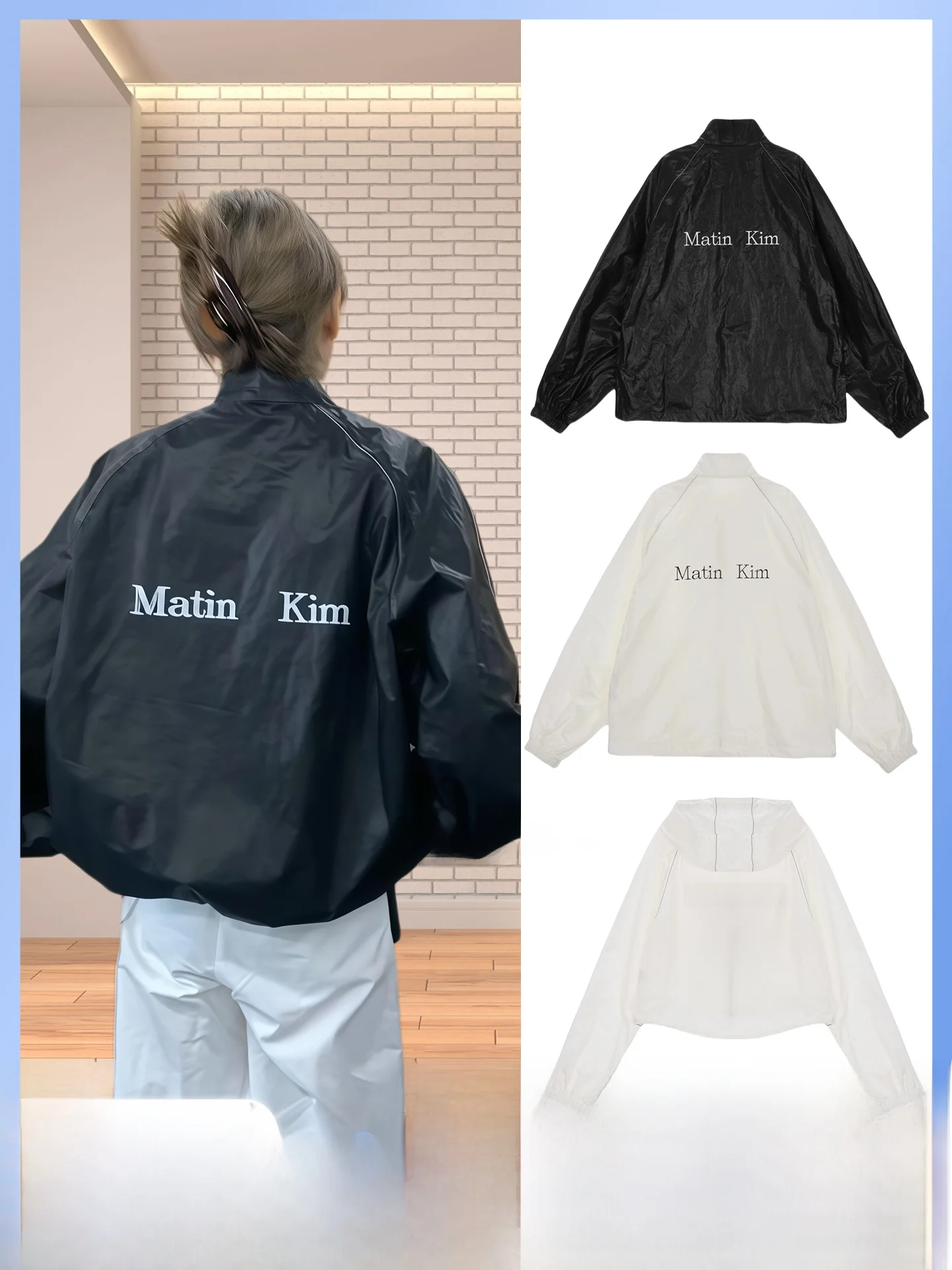 

Loose ex Zipper Windbreaker Coat Korean Sle Long Sve Stand Collar Color Commute Outerwear for Men And Women