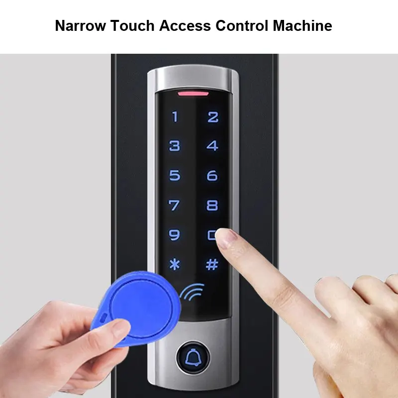 Narrow Metal Standalone Access Control Machine Touch Keypad ID/IC Card 2000 User Waterproof IP67