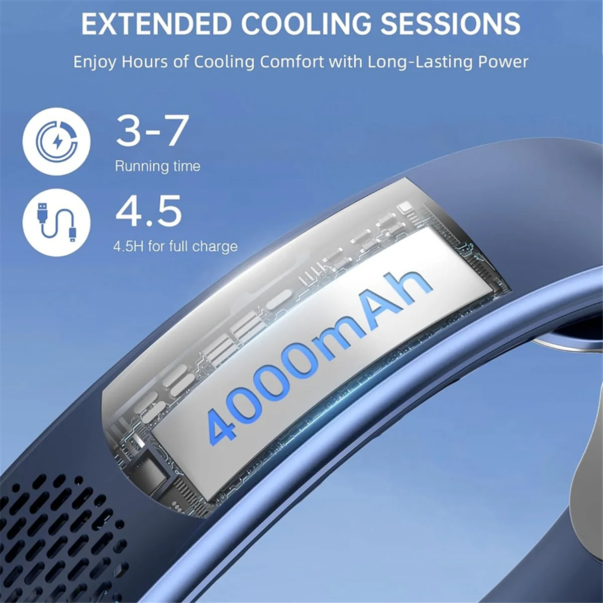 

Neck Fan Rechargeable Neck Fan, Personal Fan with LED Display, 3 Speeds with