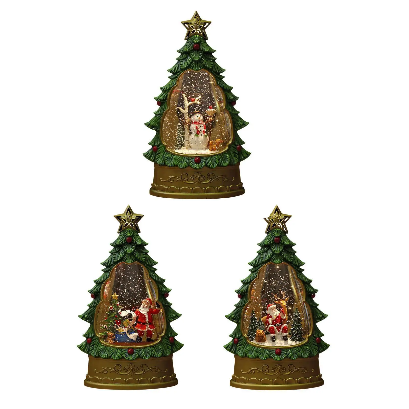 

Christmas Snow Globe Lighted Glittering Table Centerpiece Musical Snow Globe