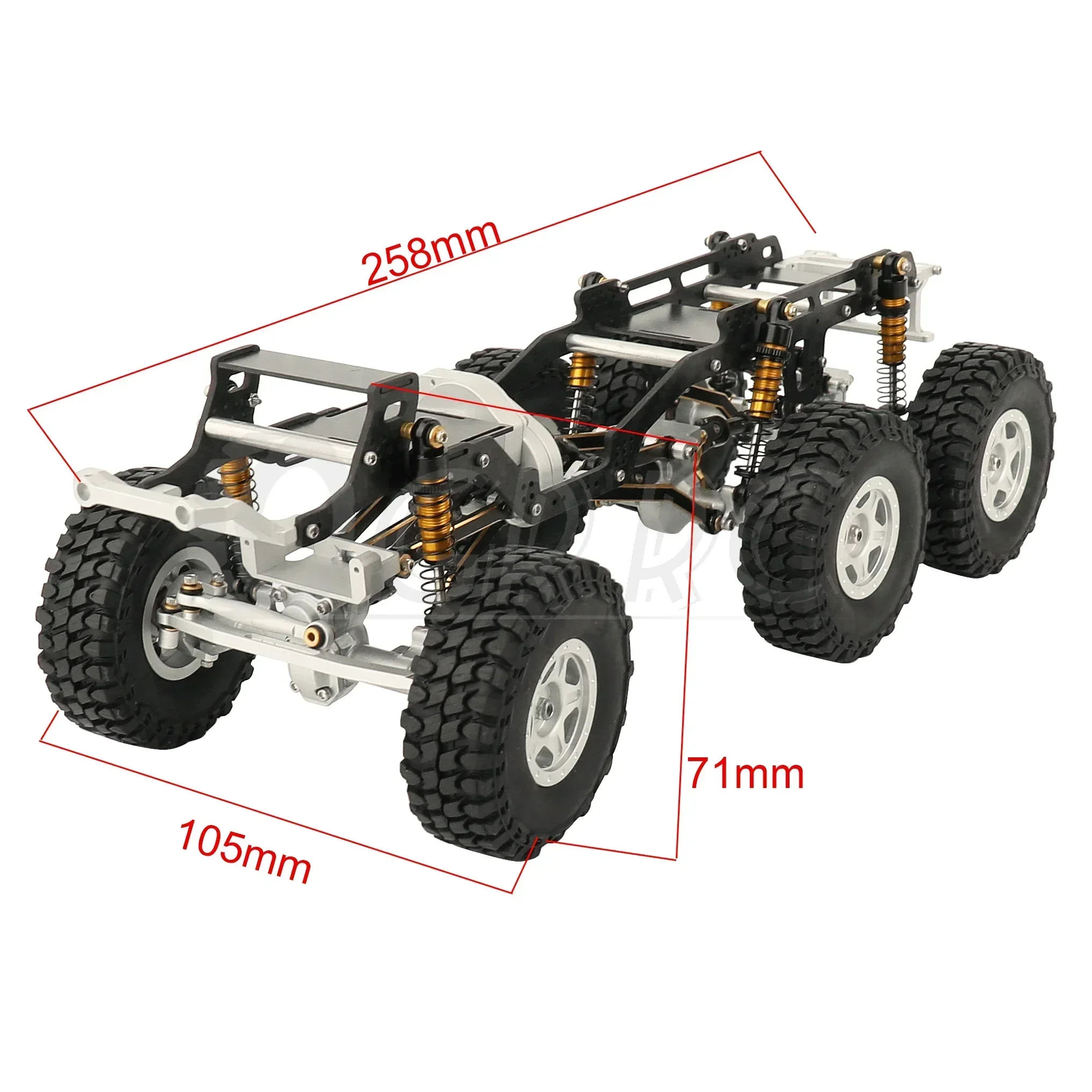 Marco de chasis de fibra de carbono para coche RC Axial SCX24 6 × 6, llantas de rueda con ejes de Metal, Kit de reacondicionamiento de chasis de gravedad central baja, mejorado