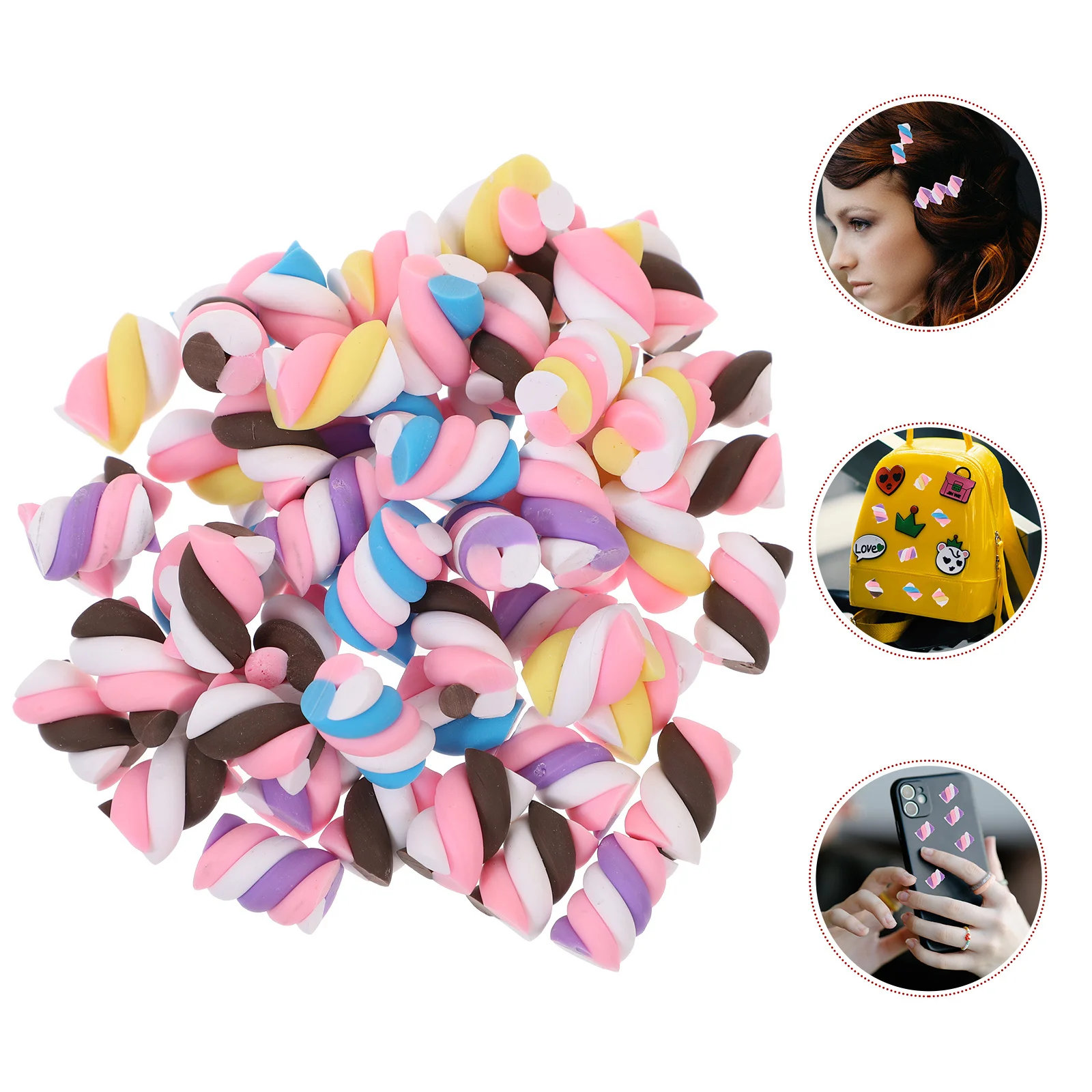 

60 pcs Cotton Candy Pottery Craft Accessories For Diy Phone Case Scrapbooking Party Home Decor Jewelry Making Supplies